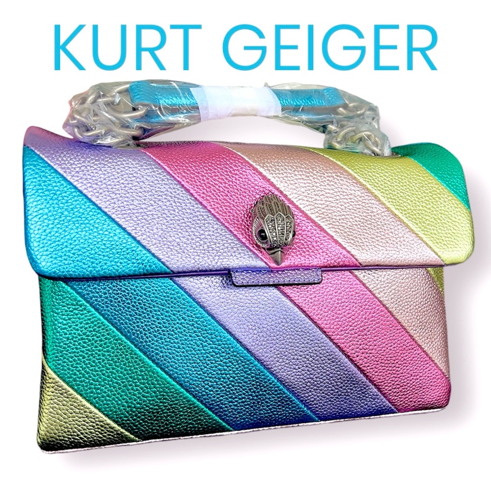 KURT GEIGER Kensington METALLIC GENUINE LEATHER Rainbow  crossbody shoulder bag